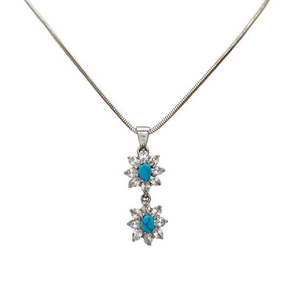 Dije Colgante flor-Plata 925-Piedra zirconia y turquesa-CP3681 sinpiedra