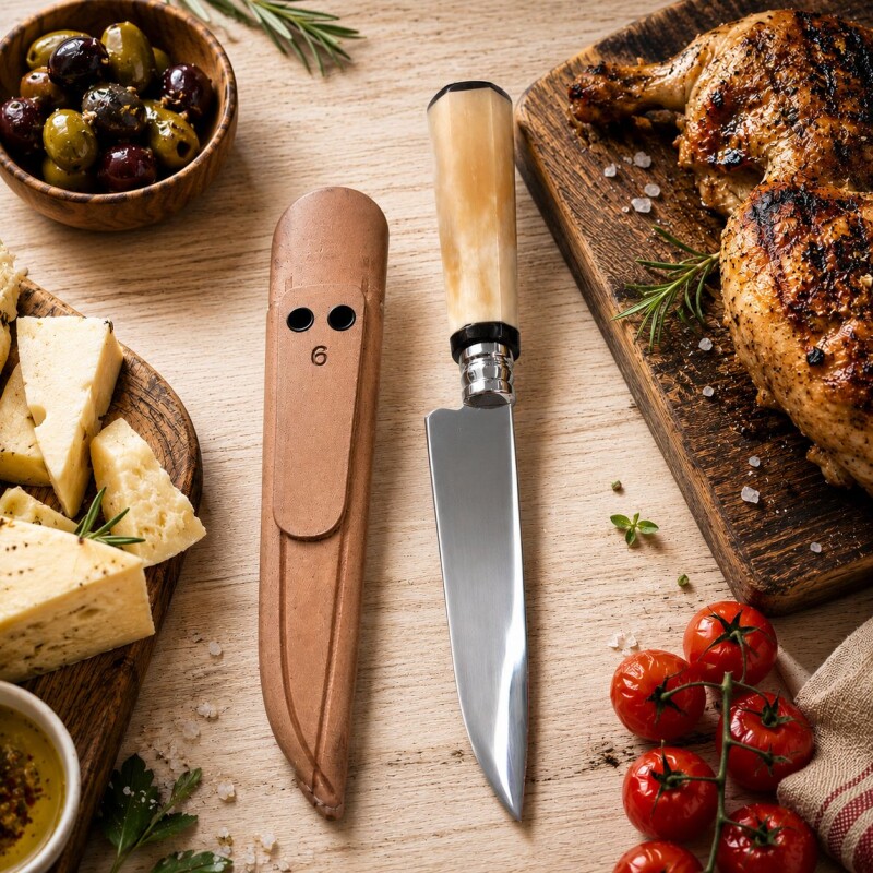 Cuchillo Artesanal Acero de Carbono Mango Guampa o Hueso y Vaina de Cuero N°6 Cuchillo Artesanal Acero de Carbono Mango Guampa o Hueso y Vaina de Cuero N°6
