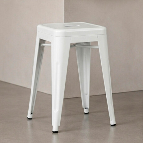 Banco Taburete Metálico Tolix Calidad Cocina Jardín Blanco