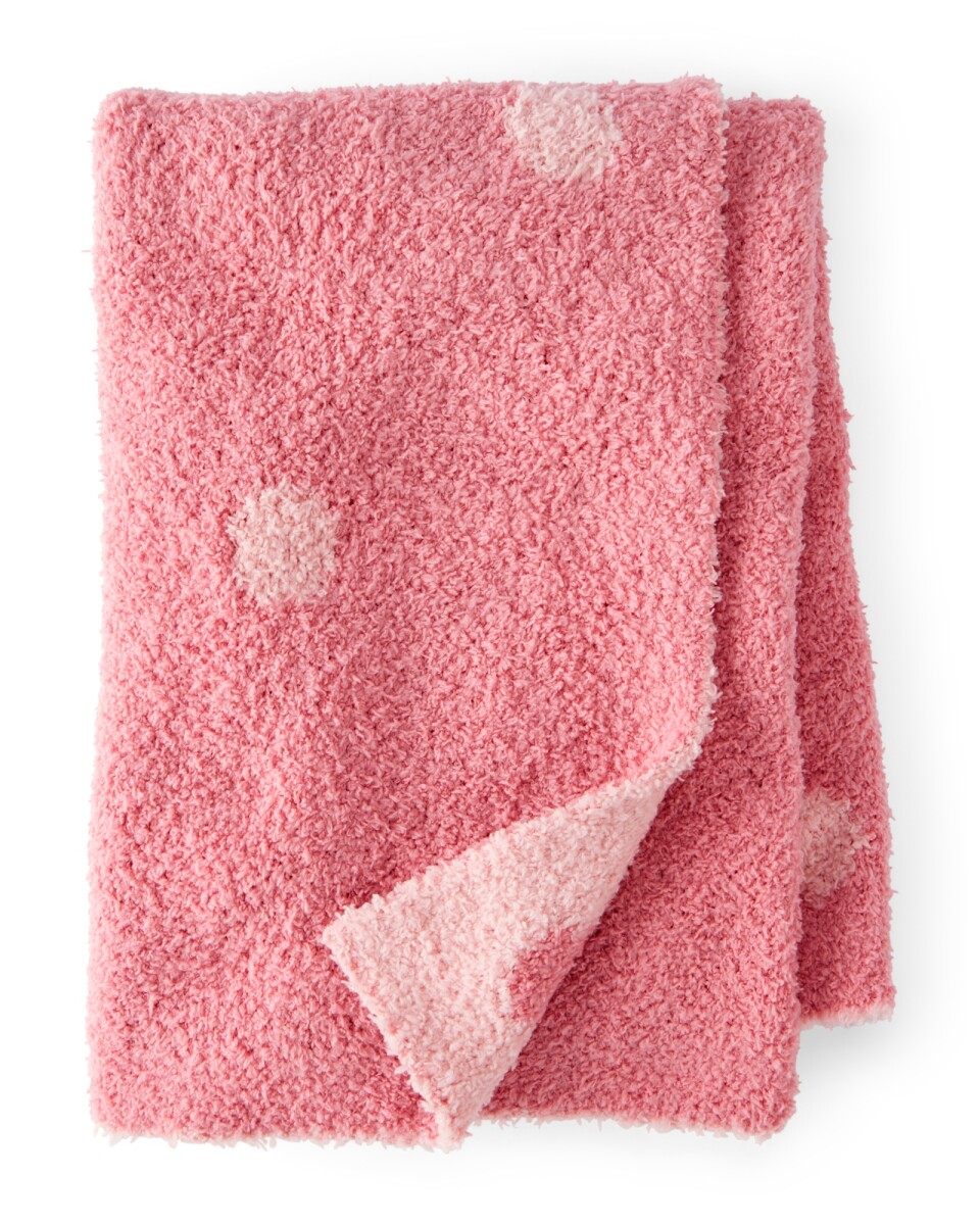 Manta de peluche, rosado, diseño lunares 