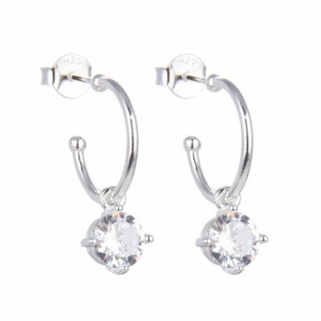Par de aros de plata 925 con circonia. Par de aros de plata 925 con circonia.