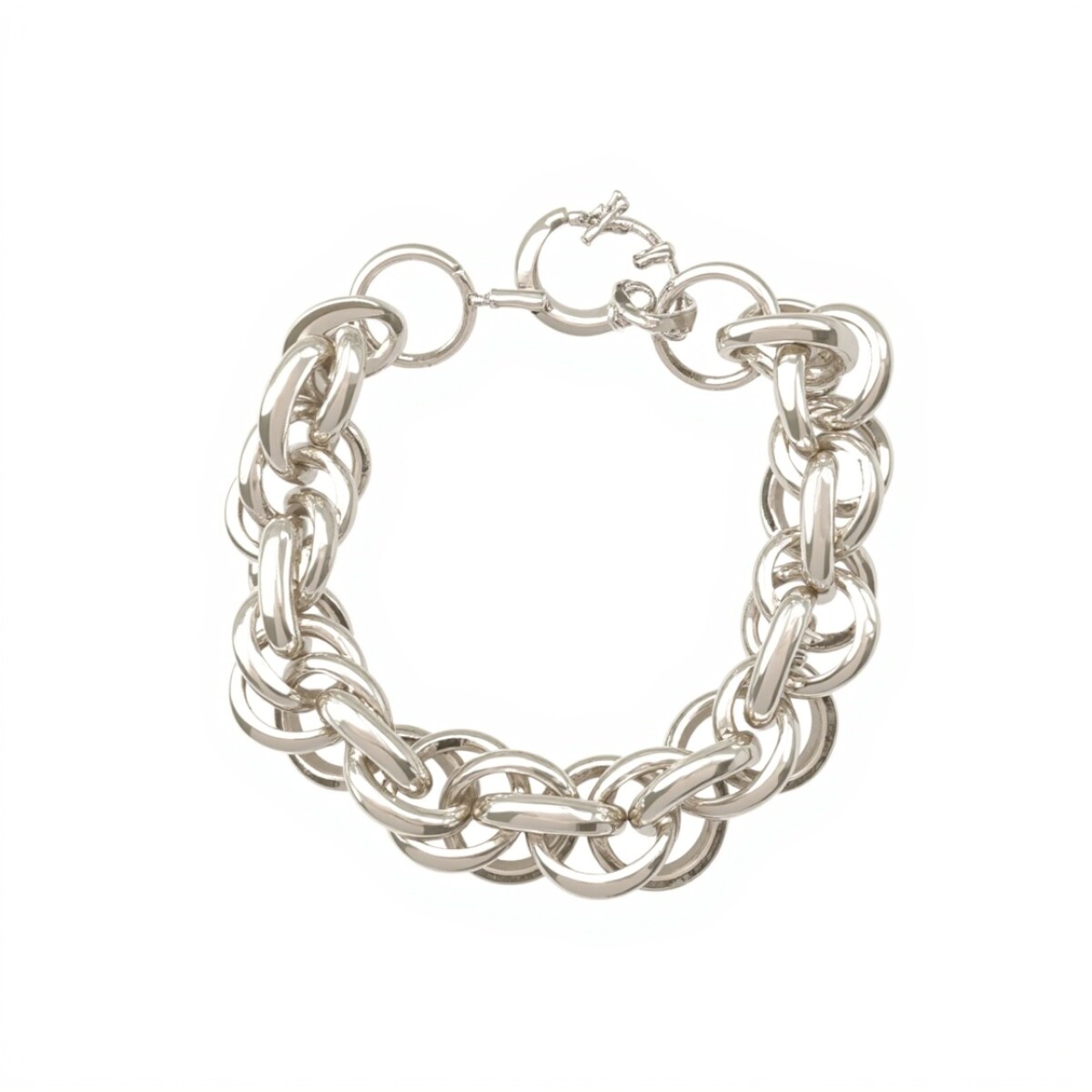 Pulsera Garibaldi doble aro- Plata 925 -Sin piedra-PU3701 - sinpiedra 