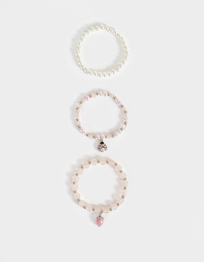 Pulseras Infantiles Con perlas Plateado