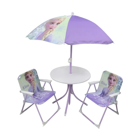 Set Jardín Frozen 4 Piezas: 2 sillas, 1 Mesa y 1 Sombrilla Diseño Surtido U