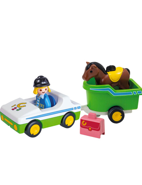 Playmobil 1.2.3 coche con remolque de caballo Playmobil 1.2.3 coche con remolque de caballo