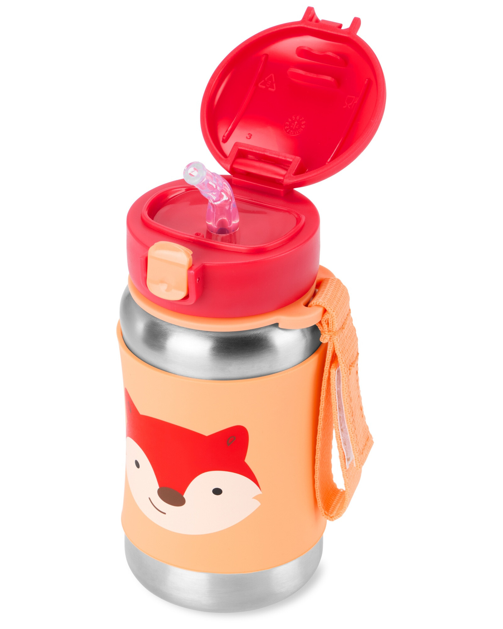 Botella de acero inoxidable con sorbito, diseño zorro Botella de acero inoxidable con sorbito, diseño zorro