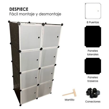 Armario Plastico Lumax 8 Compartimentos Desmontable Blanco