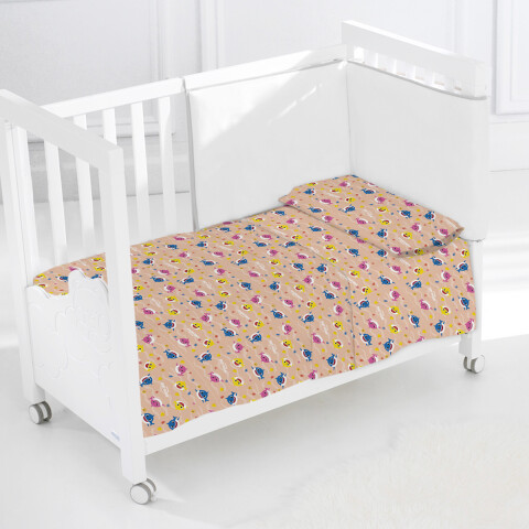 Juego Sábanas para Cuna Baby Shark Microfibra NARANJA