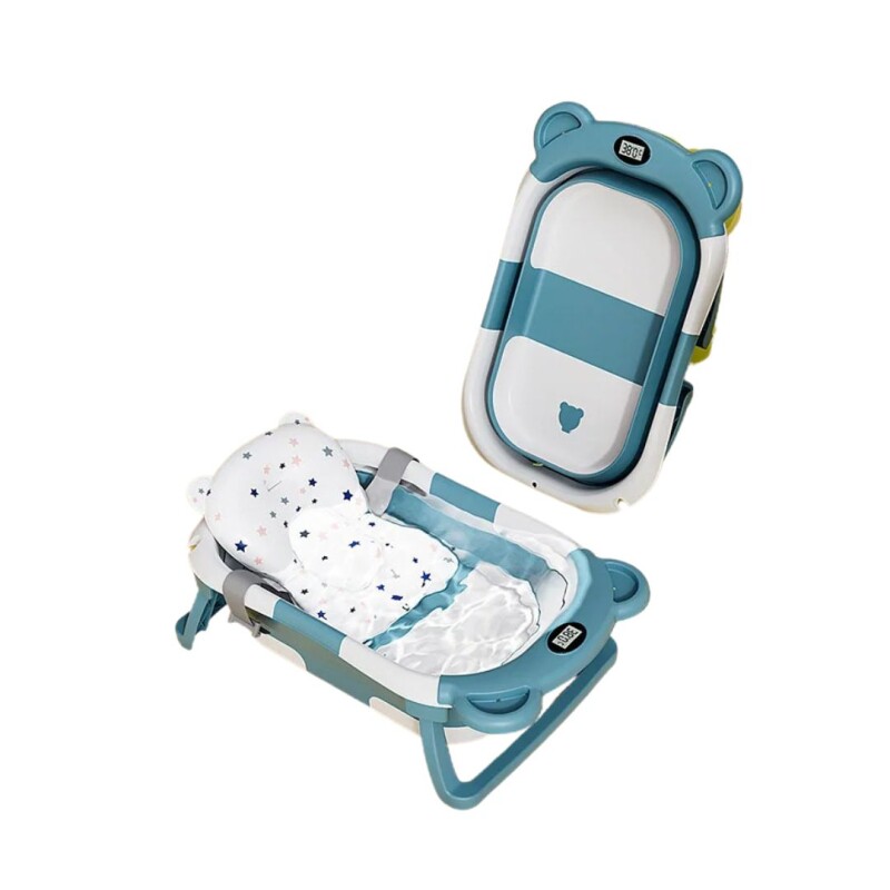 Bañera Bañito Bebe Plegable Almohada Termómetro Verde Bañera Bañito Bebe Plegable Almohada Termómetro Verde