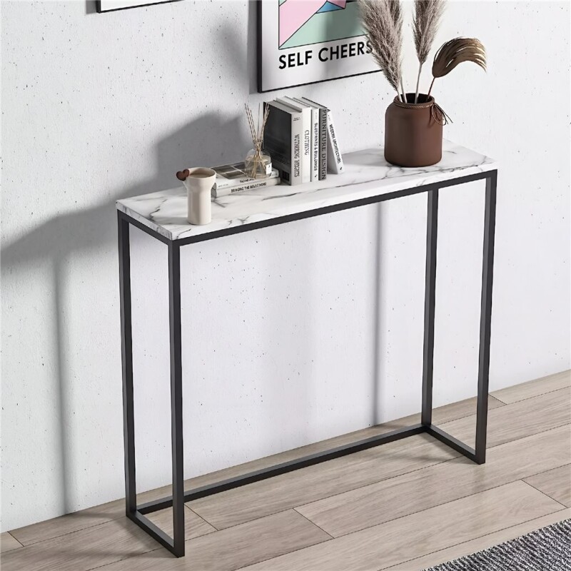 CONSOLA METAL/MARMOL 93x26x77CM BLANCO Y NEGRO CONSOLA METAL/MARMOL 93x26x77CM BLANCO Y NEGRO