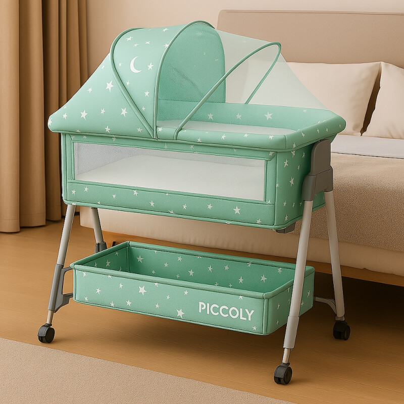 Cuna Colecho Moises Con Ruedas Y Mosquitero Bebe Verde