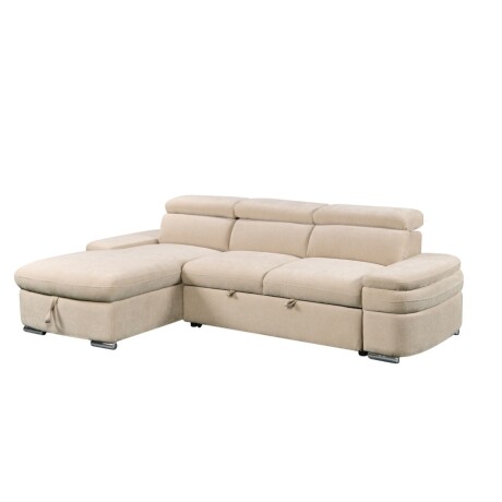 Rinconera cama Nikos - Tela Microfibra - Chaise izquierdo City 102 (Beige)