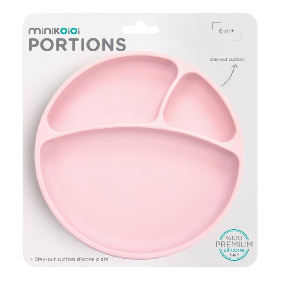 Plato con divisiones ventosa MinikOiOi rosado