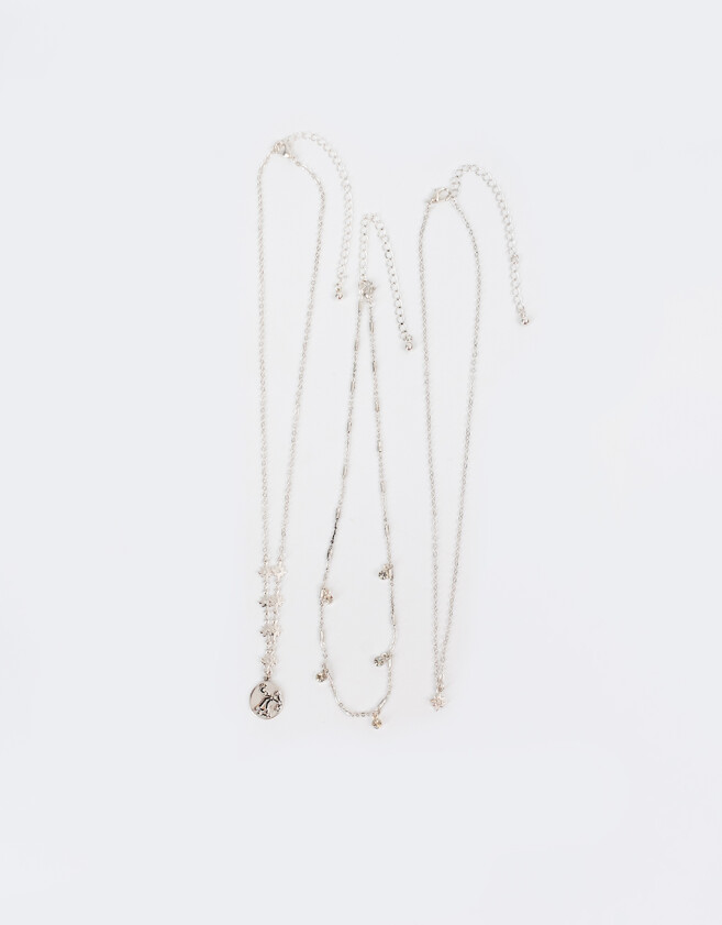Collares Cortos Bañada en Plata Set De Collares Bañados En Plata - Plateado