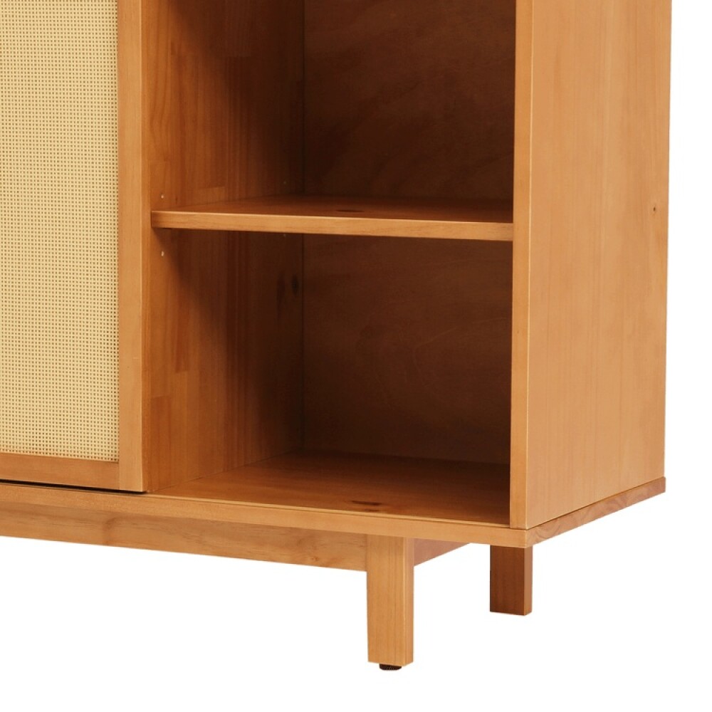 BUFFET APARADOR DE MADERA 2 PUERTAS CON RATÁN Y ESTANTES BUFFET APARADOR DE MADERA 2 PUERTAS CON RATÁN Y ESTANTES