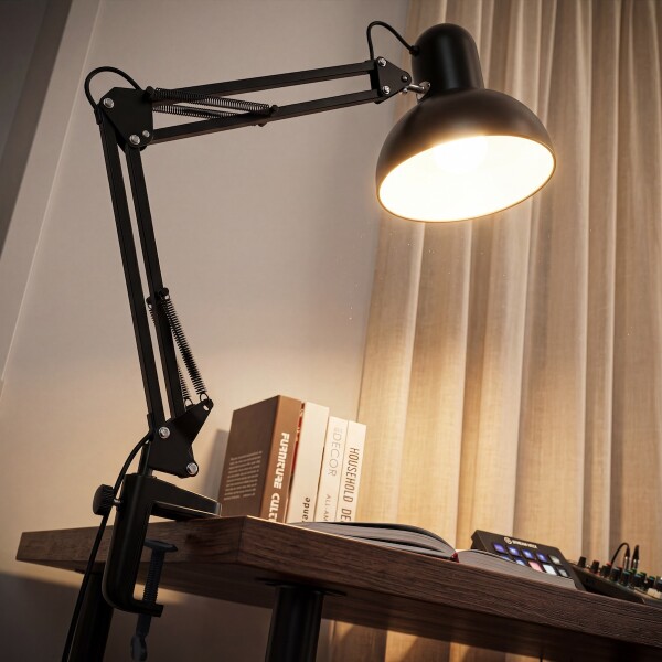 Lampara de escritorio mesa velador articulada arquitecto con morsa pinza IMBACK Color Negro Lampara de escritorio mesa velador articulada arquitecto con morsa pinza IMBACK Color Negro