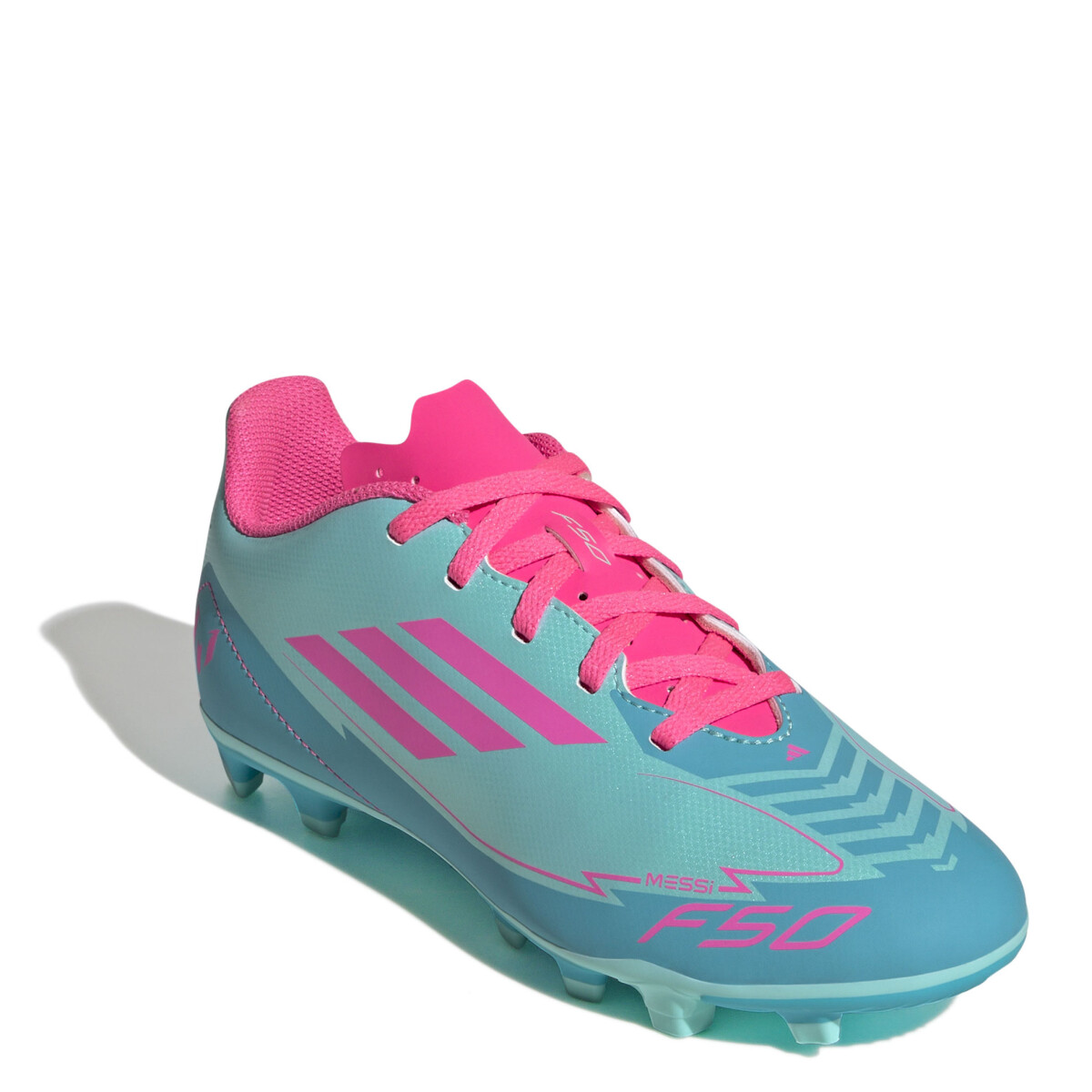 Championes de Fútbol 11 Infantiles Adidas F50 Club Messi - Verde Agua - Rosado - Cian 