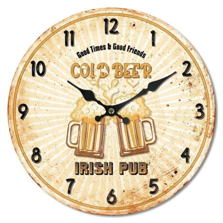 Reloj De Pared Mdf D28.8X3.5Cm Jarras Cold Beer