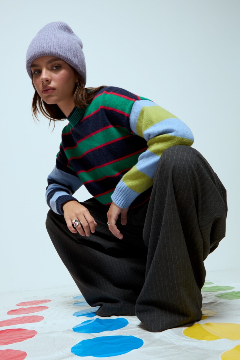 Sweater tejido franjas - multicolor 