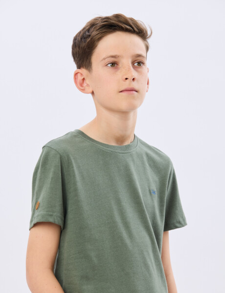 REMERA BÁSICA DE ALGODÓN Verde Melange