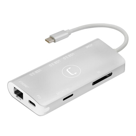 Hub Unno Tipo C 8 En 1 Hdmi Rj45 Pd Usb 3.0 Sd Micro Sd 001