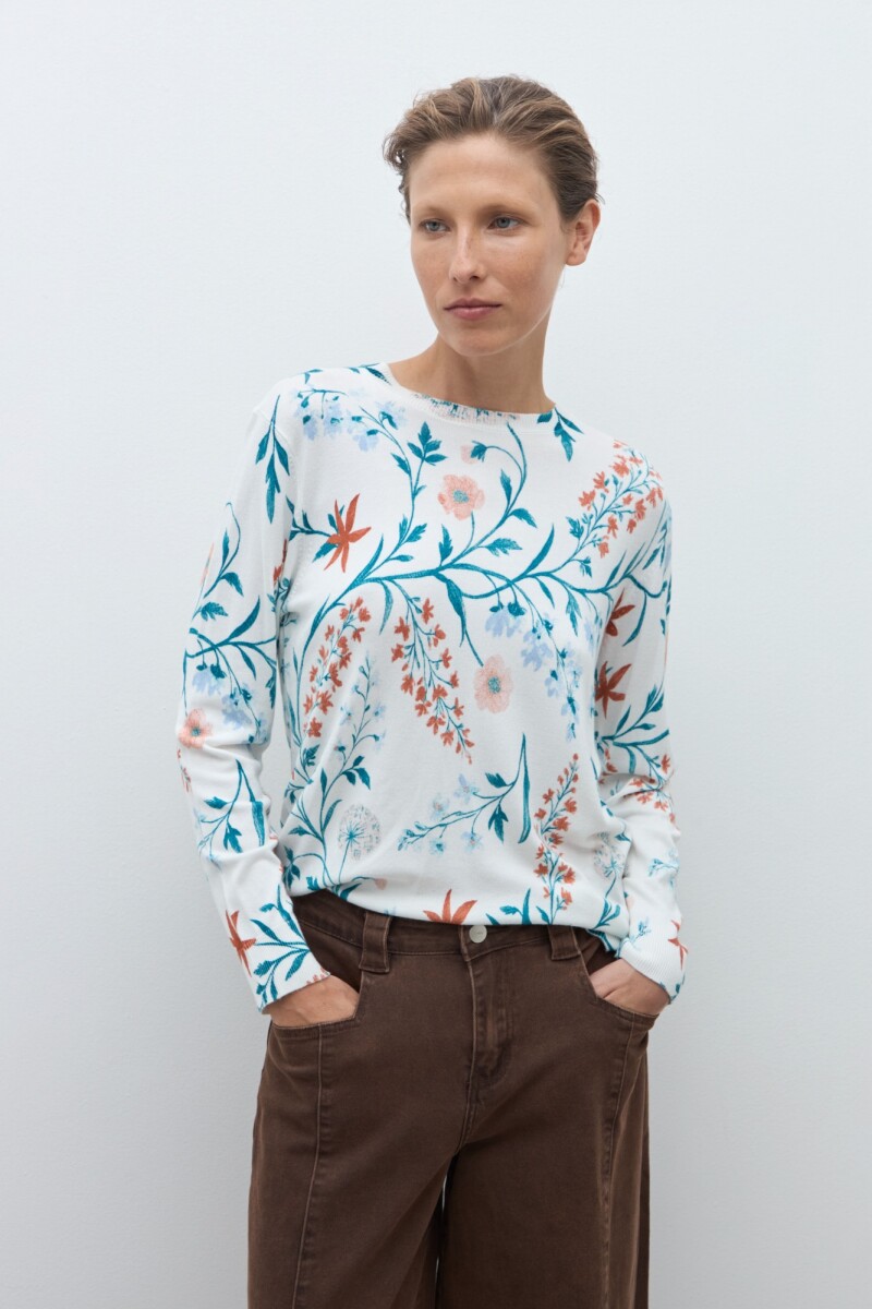 Sweater estampa floral crudo