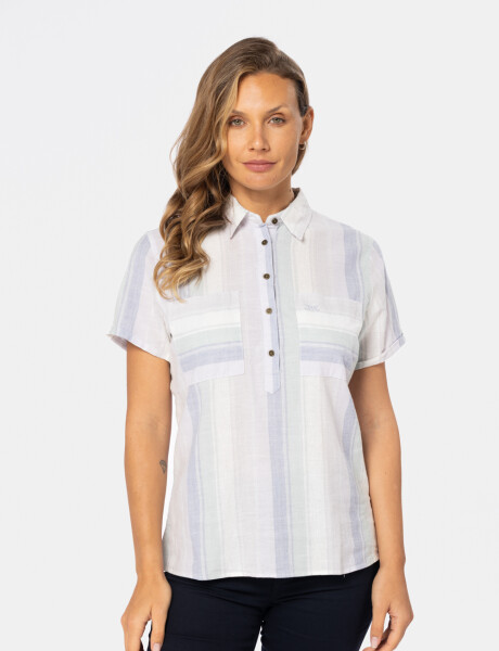 CAMISA DE LINO MEDIO BOTÓN Lila