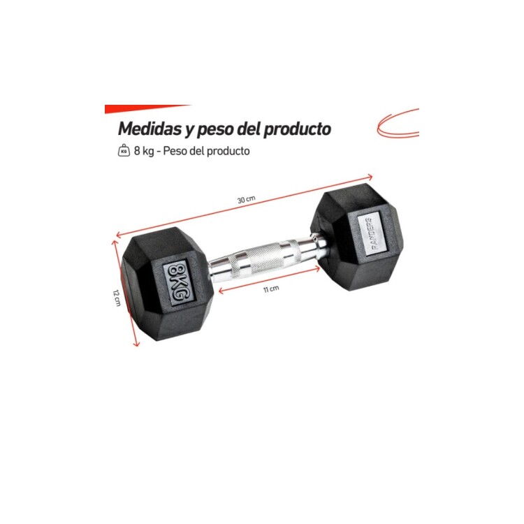 MANCUERNA HEXAGONAL ENGOMADA 8KG NEGRO