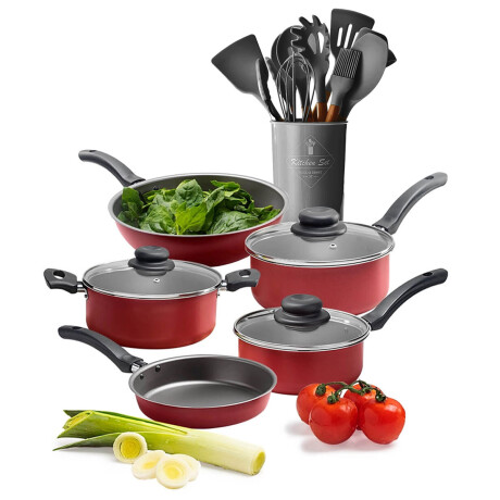 Set Cocina Antiadherente 17P c/Juego Batería Brinox + Menage Gris