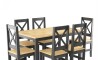 Juego de comedor 6 sillas - Madera maciza - Cruceta Negro