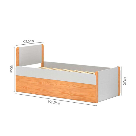 Cama 1 plaza Madera Maciza con baul Flow Square