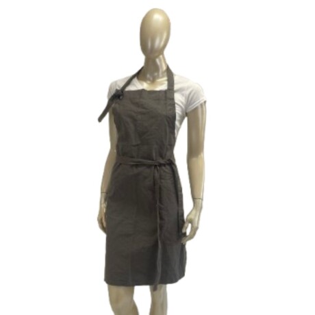 Delantal Brin con peto, sin bolsillo, con ajuste en cintura y cuello Gris oscuro