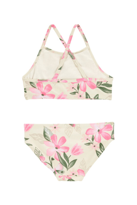 Set de baño tres piezas, protección UPF 50+, diseño floral Sin color