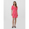 V-BUTTON FRONT SS DRESS RED FLORAL PRINT