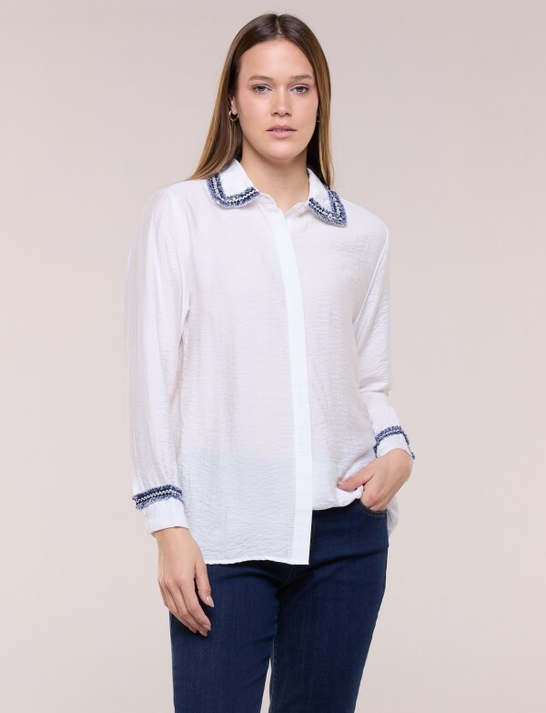 Camisa Con Bordado Desflecado CRUDO