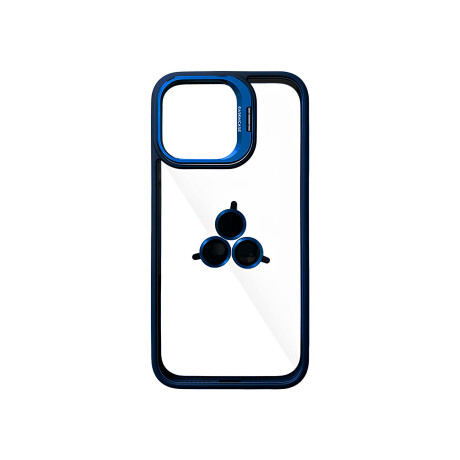 Case Transparente con Borde de Color y Protector de Lente Iphone 15 Pro Max Blue
