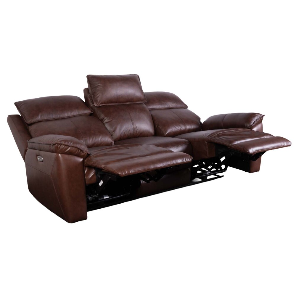 RECLINER ELÉCTRICO 3 CUERPOS CUERO-Y-SIMIL-CUERO MARRON JOSHUA