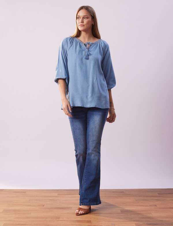 Blusa Tencel Cordel JEAN CLARO