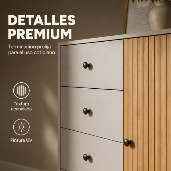 Cómoda Cajonera ComboHome 4 Cajones 1 Puerta Calidad Premium Blanco 1