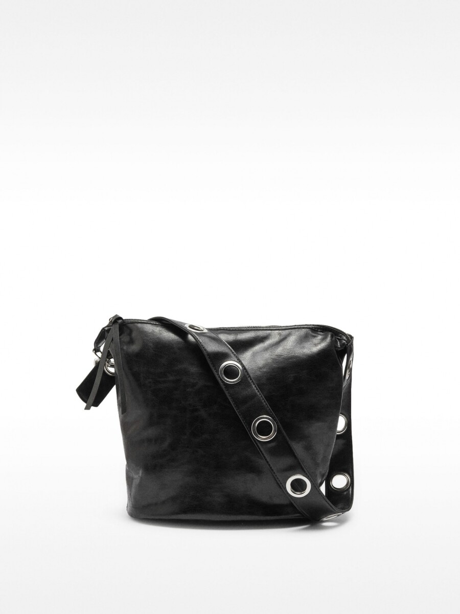 Bolso De Hombro Efecto Craquelado negro