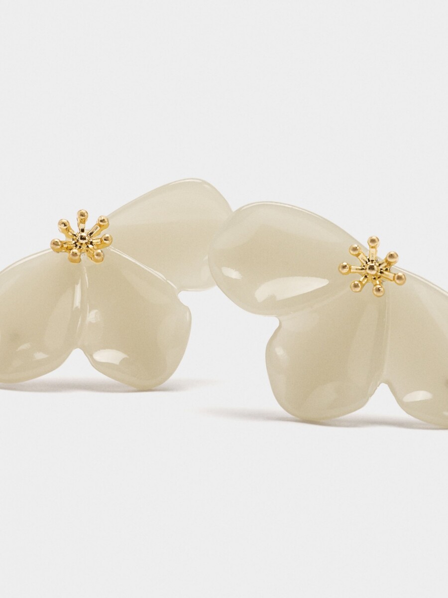 Pendientes Media Flor De Resina beige