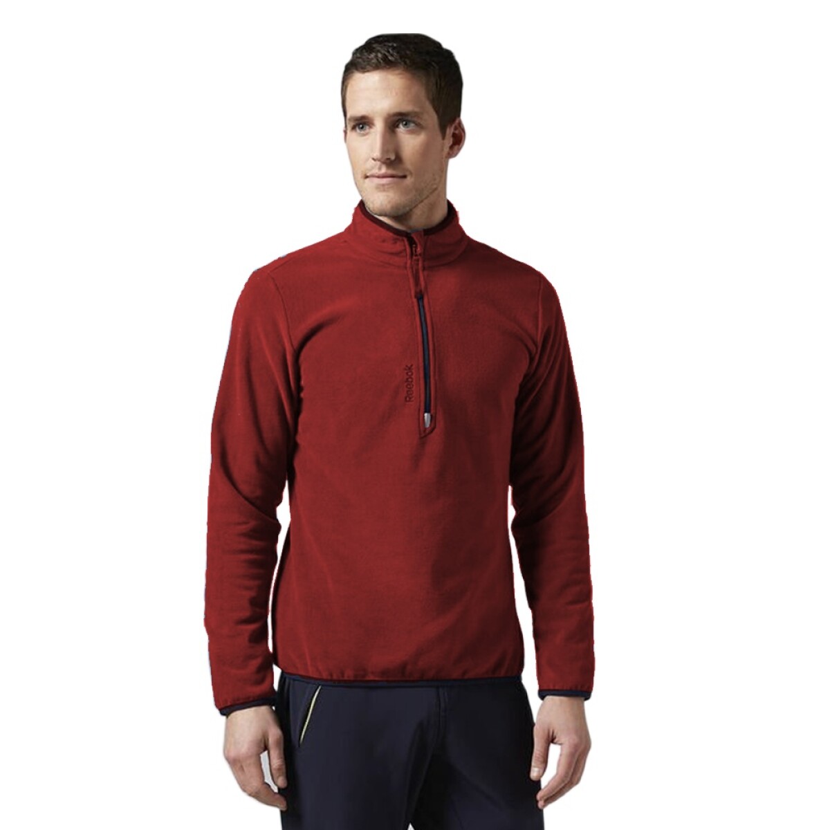 Buzo Polar con Cierre Pecho Reebok Hombre 1/4 Zip Fleece Top - Bordó 