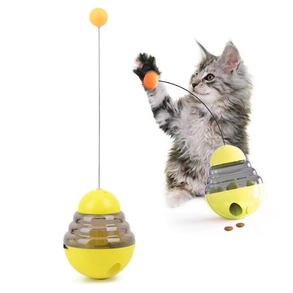 Juguete Gato Dispensador Comida Interactivo Mascota Alimento Color Variante Amarillo