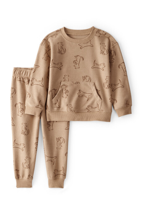 Set dos piezas de algodón, pantalón y buzo, diseño perros Sin color