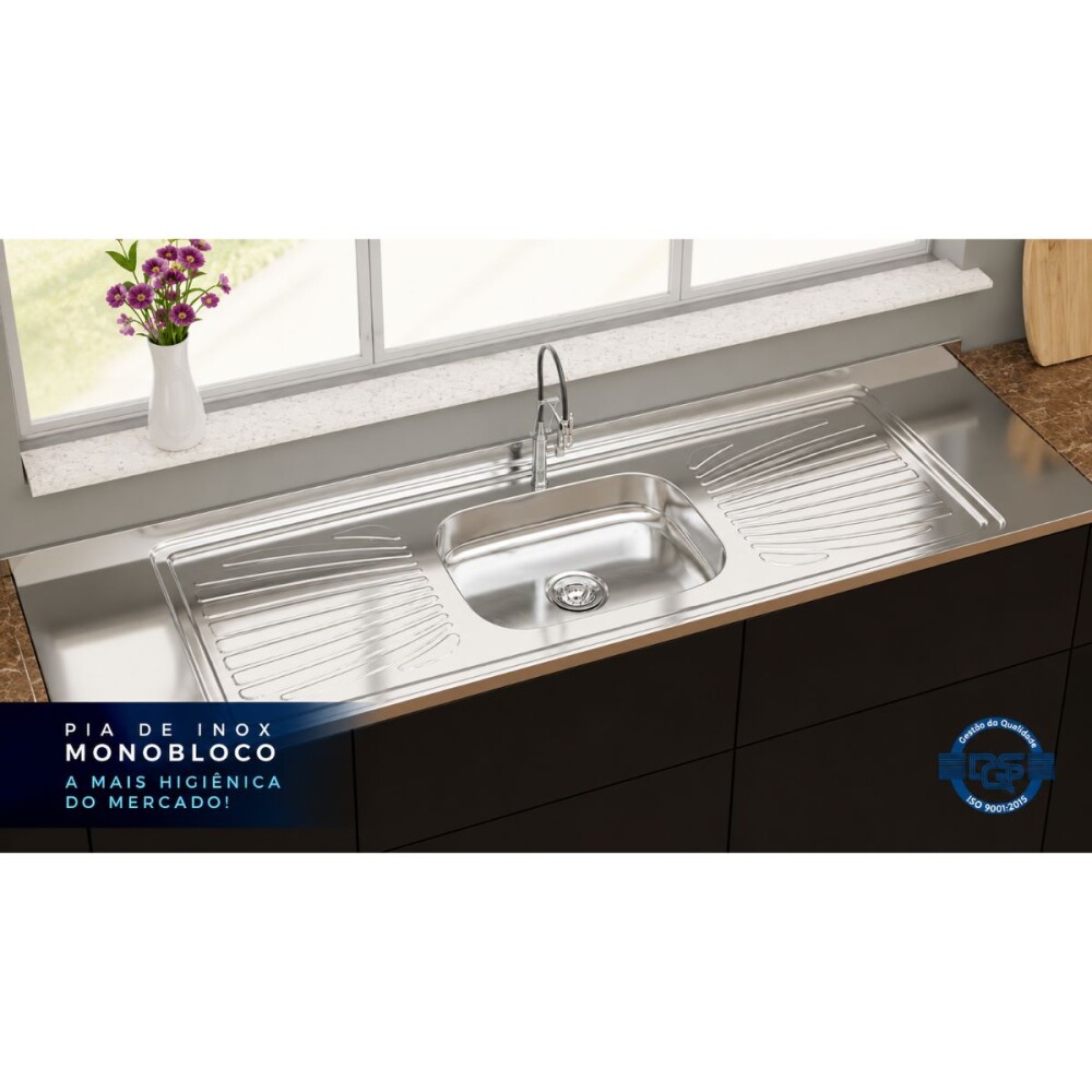 Mesada con pileta simple de acero inox 100 cm con Válvula Mesada Con Pileta Simple De Acero Inox 100 Cm Con Válvula