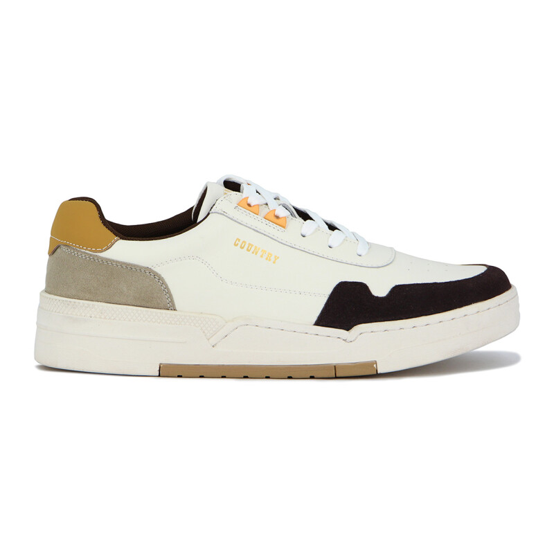 Country Calzado Casual Hombre Acordonado - Blanco/marron Blanco-marron