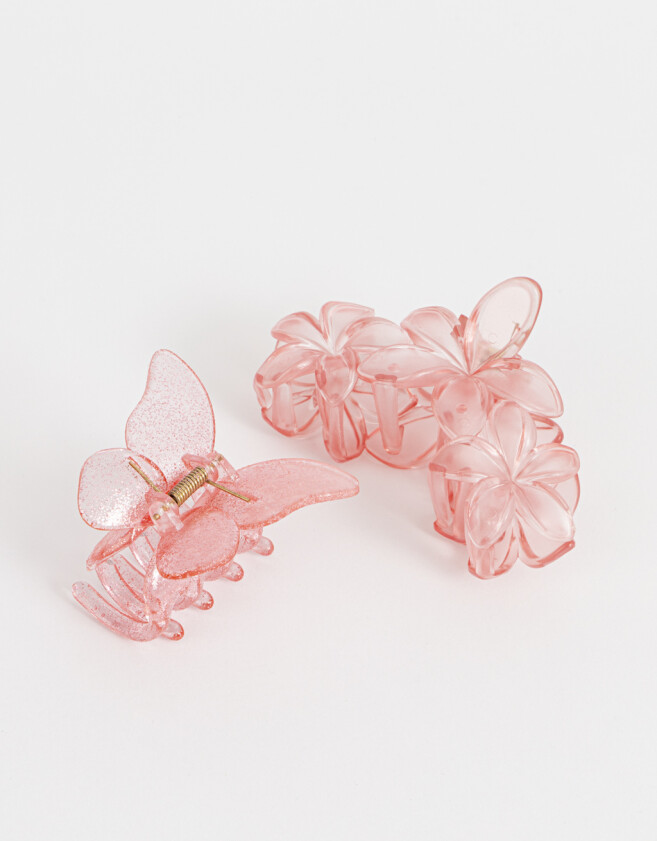 Broches Sets Mariposa Set De Broches Mariposa Y Flores - Rosa Claro