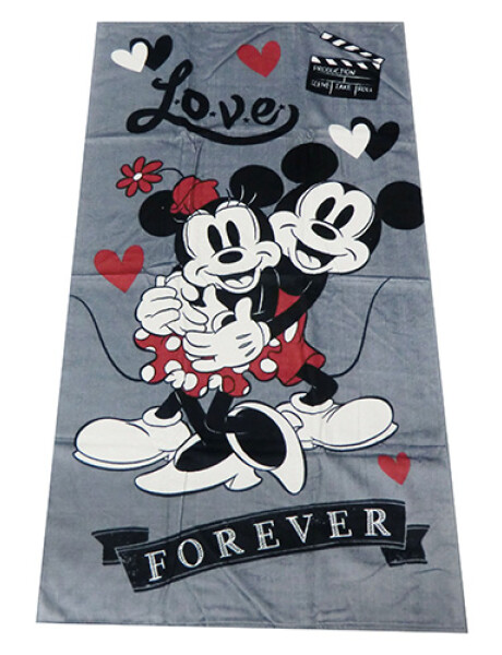 Toalla playera aterciopelada en algodón 70cm x 130cm Minnie y Mickey