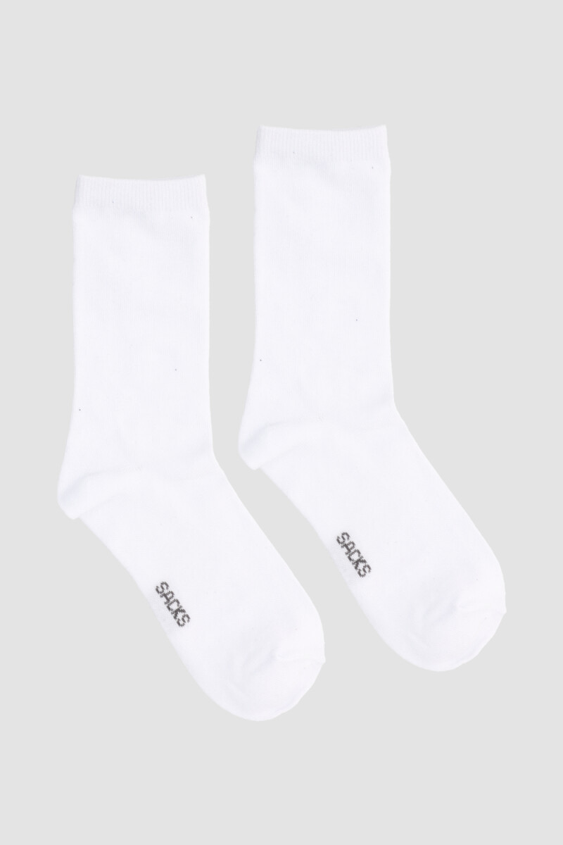 Medias de algodón en colores lisos Blanco