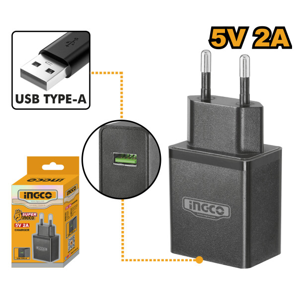 CARGADOR 5V 2AMP ENTRADA USB PARA BAT TIPO C INGCO FCLI120502 CARGADOR 5V 2AMP ENTRADA USB PARA BAT TIPO C INGCO FCLI120502